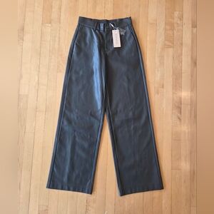 NWT ESQUALO Wide Leg Vegan Leather Trousers in Grey, sz. EU36 (4-6)